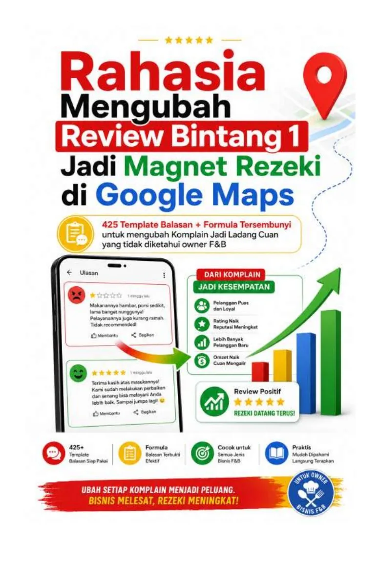 Cover ebook Rahasia Mengubah Review Bintang 1 Jadi Magnet Rezeki di Google Maps